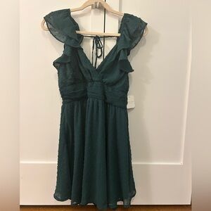 Altar’d State Eleanor Clip Dot Hunter Green Dress - NEW in Adult Medium